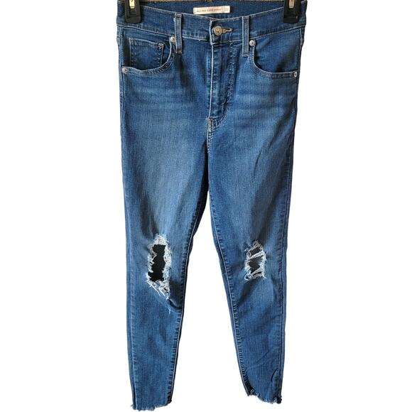 Levi's Medium Wash Distressed High Rise Mile High Classic Skinny Jeans Size 26 - Picture 1 of 12